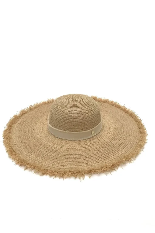 Cape Elizabeth Raffia Wide Brim Frayed Hat