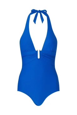 Electric Blue U-Bar Halterneck Swimsuit