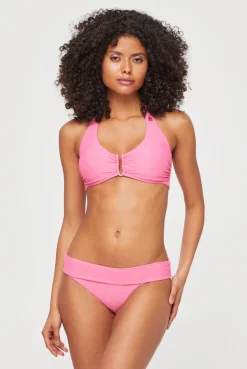 Magenta Textured U-Bar Bikini