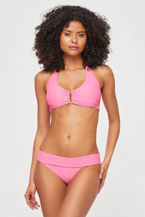 Magenta Textured U-Bar Bikini