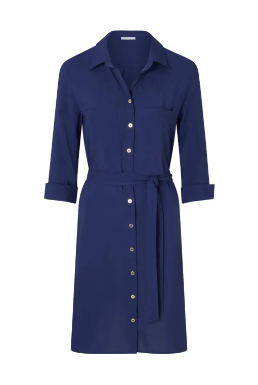 Navy Midi Shirt Dress