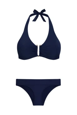 Navy Textured U-Bar Bikini