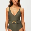 Olive Belted Swimsuit