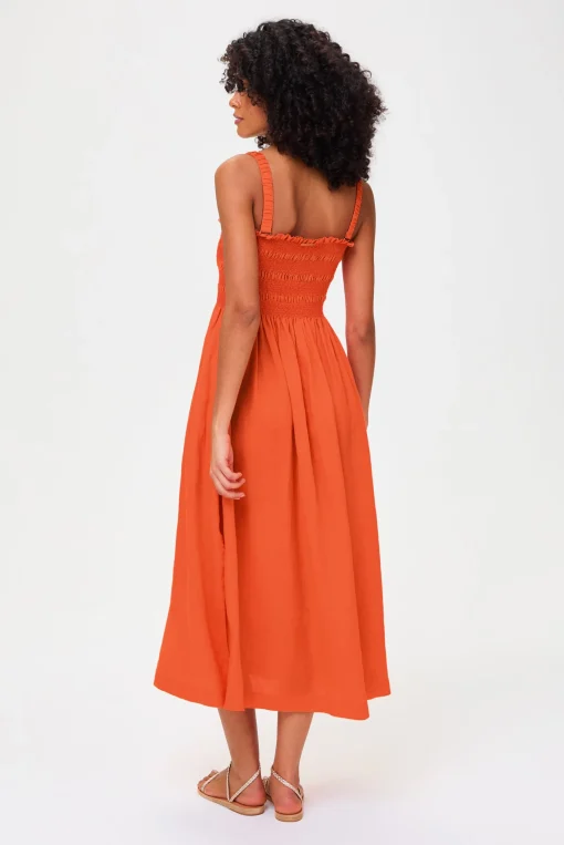San Sebastian Shirred Midi Dress