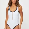 White & Navy Racerback Swimsuit