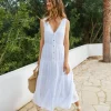 White Bay Plunge Maxi Dress