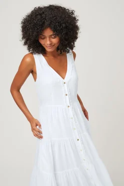 White Bay Plunge Maxi Dress